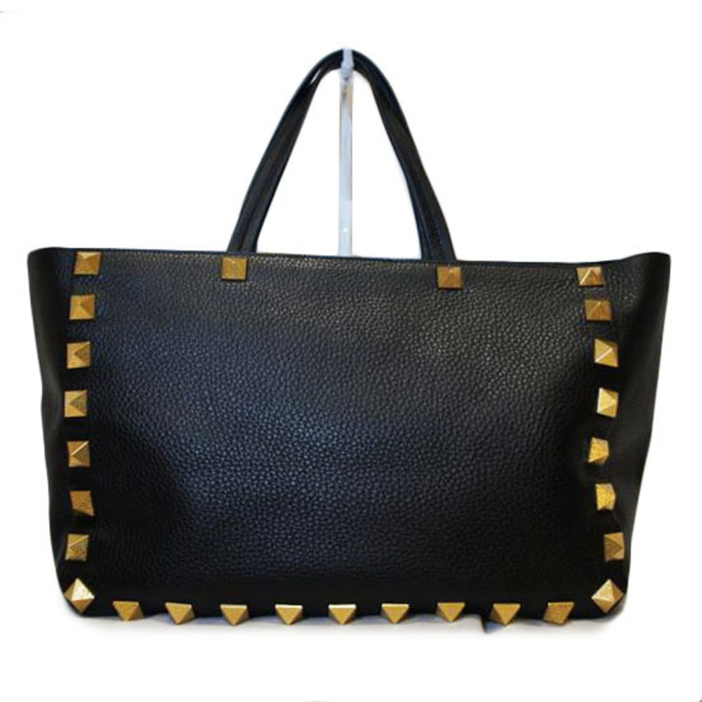Valentino Roman Studded Leather Tote Bag Black
